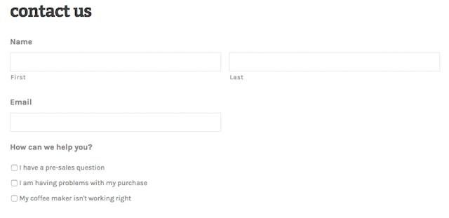 Contact Forms for Selling Online Coffee