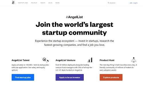 Crowdfunding Platforms AngelList Homepage