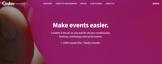 Domain Extensions Confetti Events Website