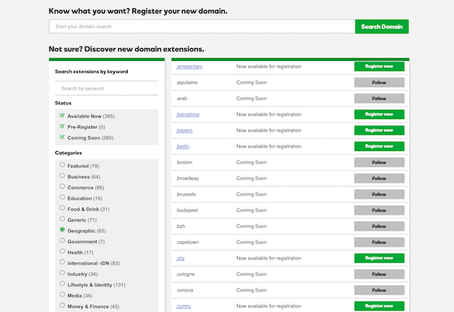 Domain Name Examples GoDaddy gTLDs