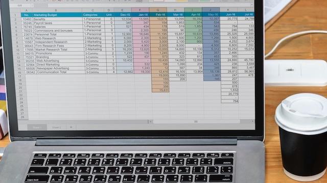 Excel for Beginners Spreadsheet on Laptop