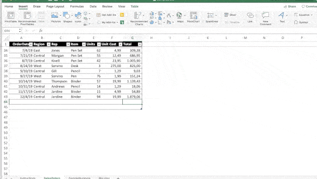 Excel Shortcuts 18 Automatically Add Cells