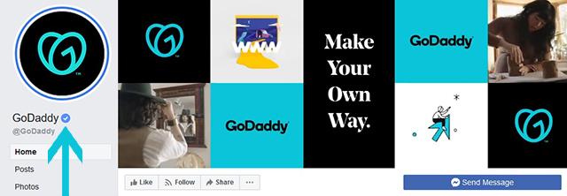 GoDaddy Facebook Page Showing Blue Verification Checkmark