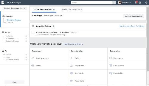 Facebook Reach Ads Create New Campaign