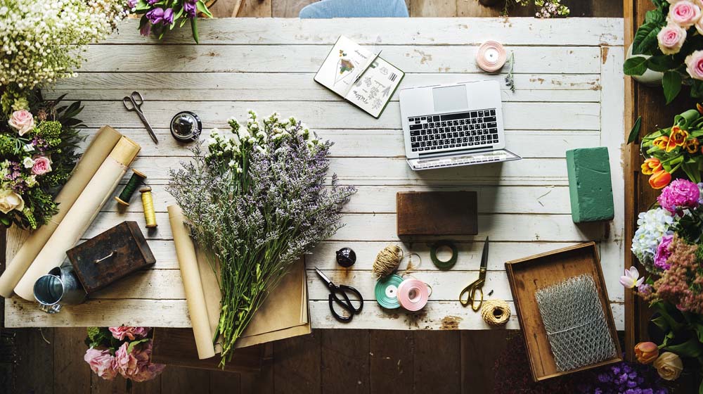 Flower Shop Table Illustrates Marketing Local Business