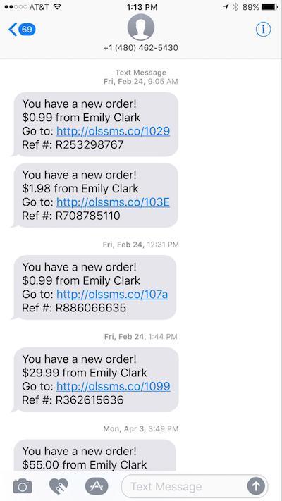 GoCentral Text Message Notification Enabled