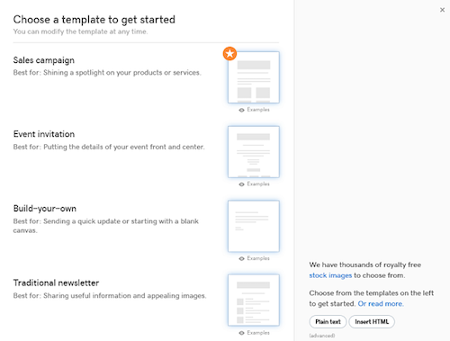 GoDaddy Email Marketing Choose Template