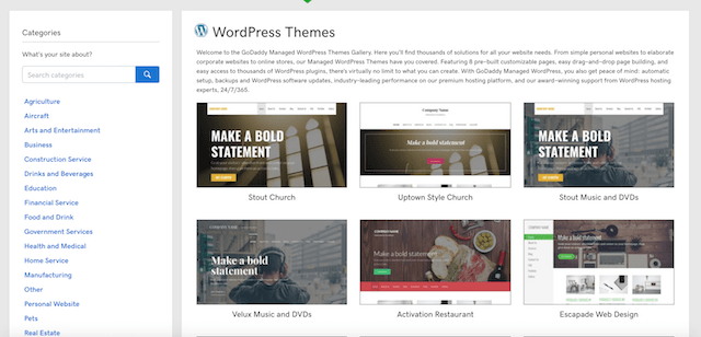 GoDaddy Managed WordPress Themes