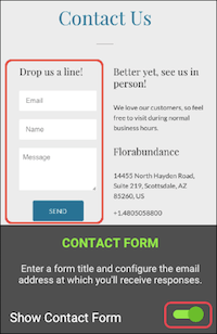 GoDaddy Website Builder Show Contact Form Button On By Default