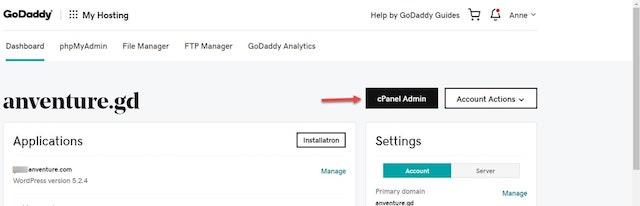 GoDaddy WordPress Cpanel Admin