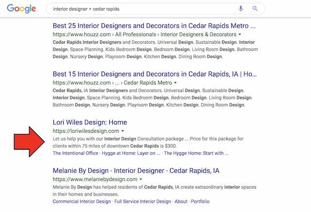 Google Search Results Interior Designer Cedar Rapids