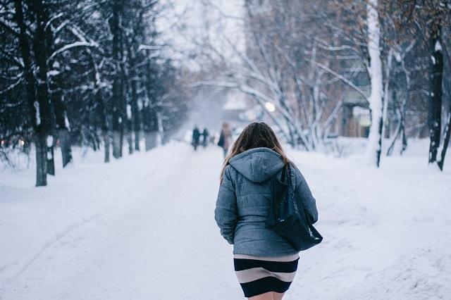 Woman Walking In The Snow