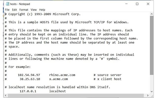 Hosts File Notepad