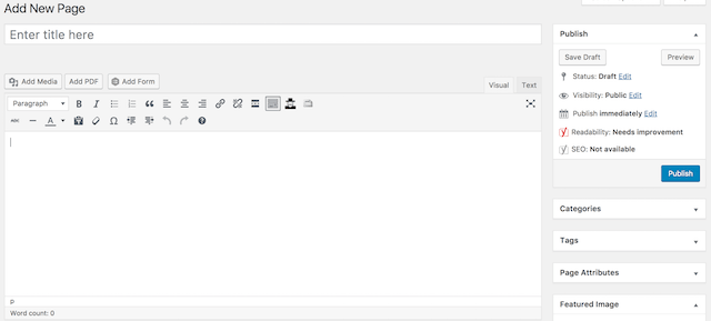 Adding A New Page into WordPress
