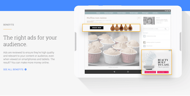 Example of Adsense placement on a website