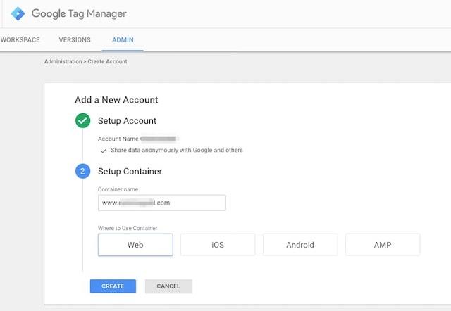 Google Tag Manager Setup Container