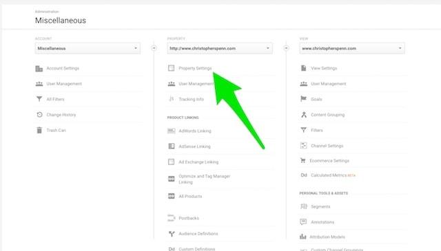 Google Analytics Property Settings