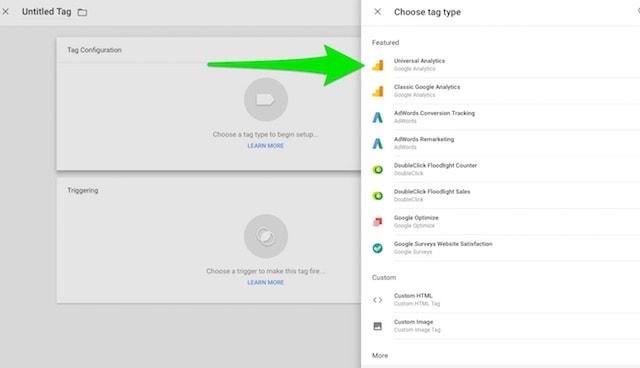Tag Type with Universal Analytics