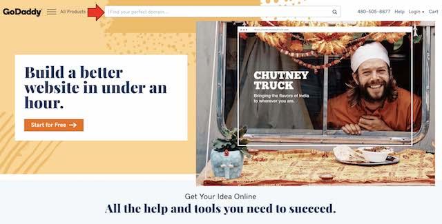 How To Buy A Domain GoDaddy Homepage Search