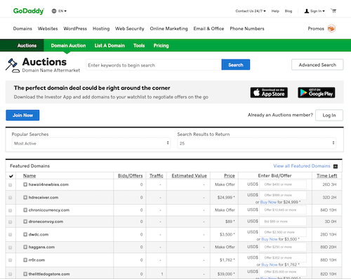 How To Buy A Domain Name GoDaddy Auctions