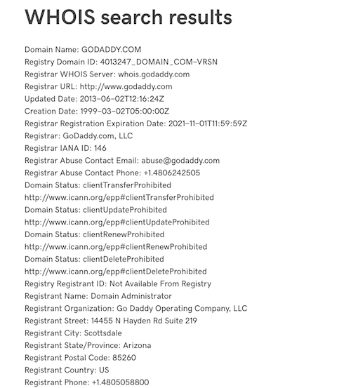 Quick Domain WHOIS