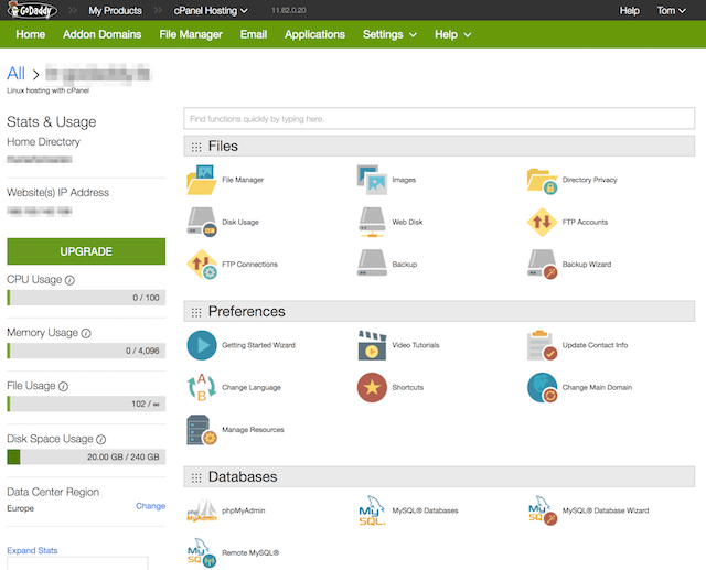 GoDaddy WordPress Hosting Admin Options