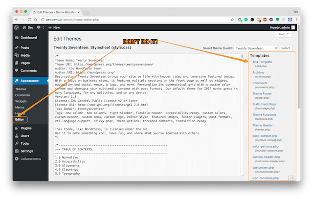 How to Edit WordPress Themes Editor