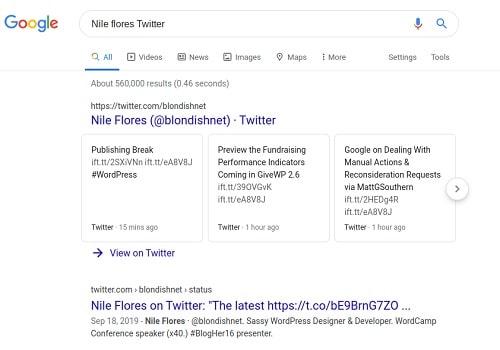 Twitter Google Search Results