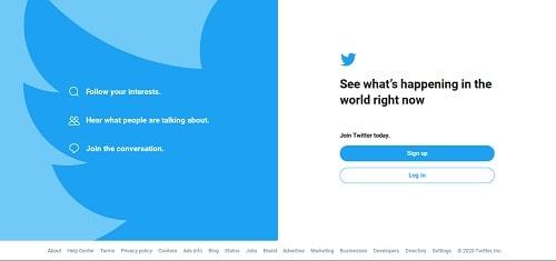 Screenshot Twitter Sign Up Page