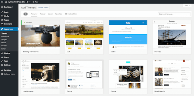 WordPress Theme List Within the User Admin Panel
