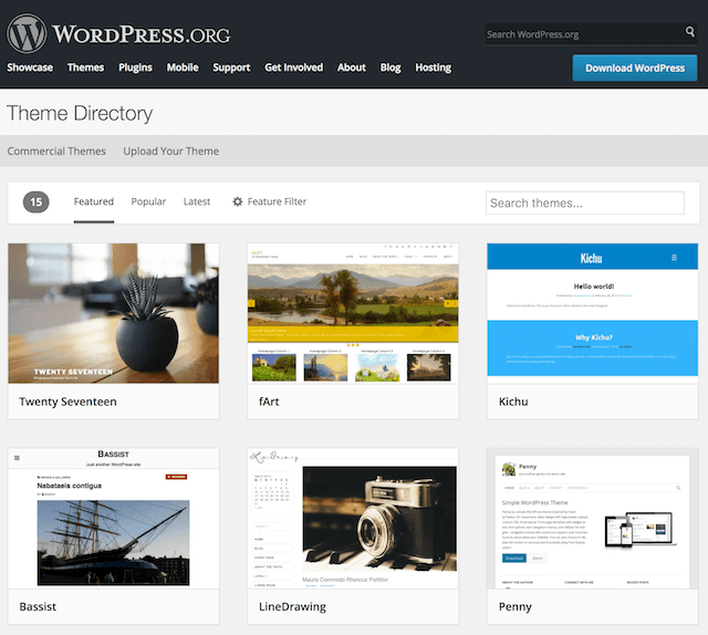 WordPress.org Theme Directory List
