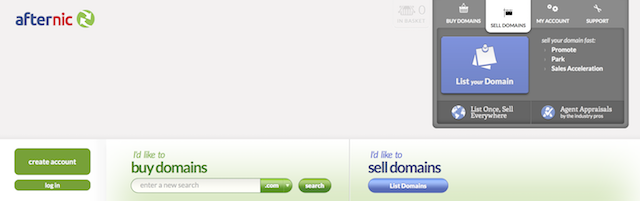 Screenshot Of Afternic Sell Domains Button