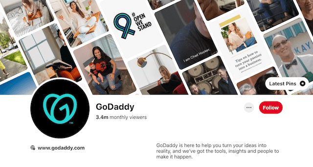 GoDaddy Pinterest Page