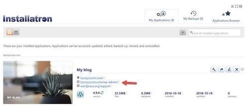 Installatron WordPress Cpanel Content