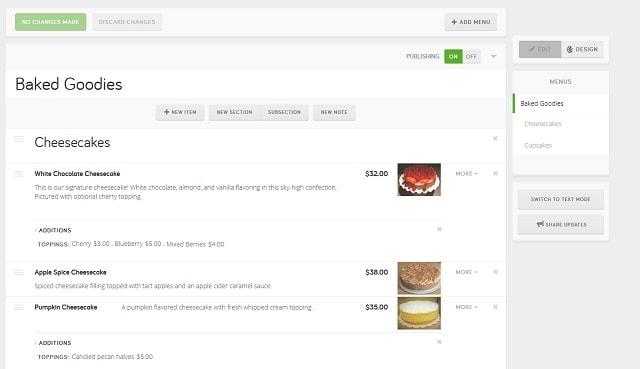 Manage Your Online Menu Options