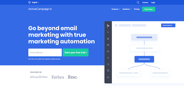Marketing Automation Platform ActiveCampaign Homepage