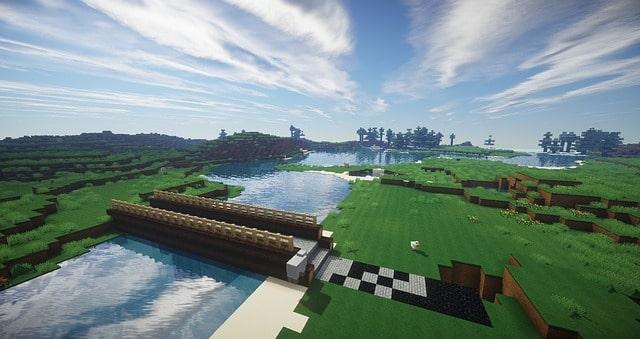 Minecraft Bridge Over River