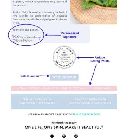 Nurture Email Subscribers Skincare Example Suggested Elements