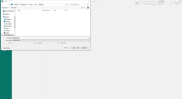 Office 365 Publisher Save