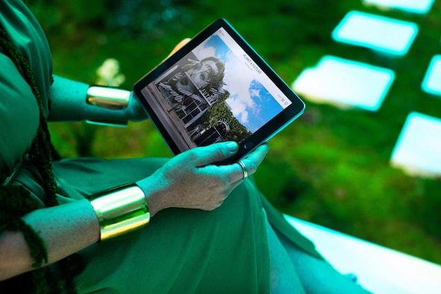 GoDaddy Plant the Future Paloma Teppa Looking at Website on Tablet