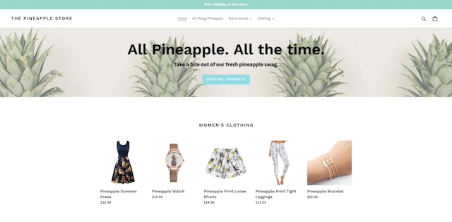 Premium Domain Pineapple Store Homepage
