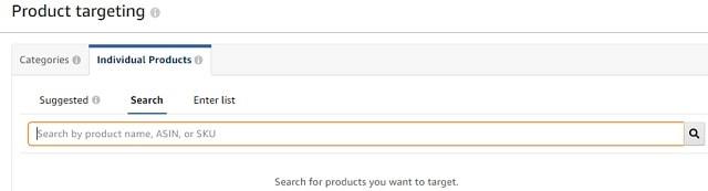 Product Targeting Individual Products Search