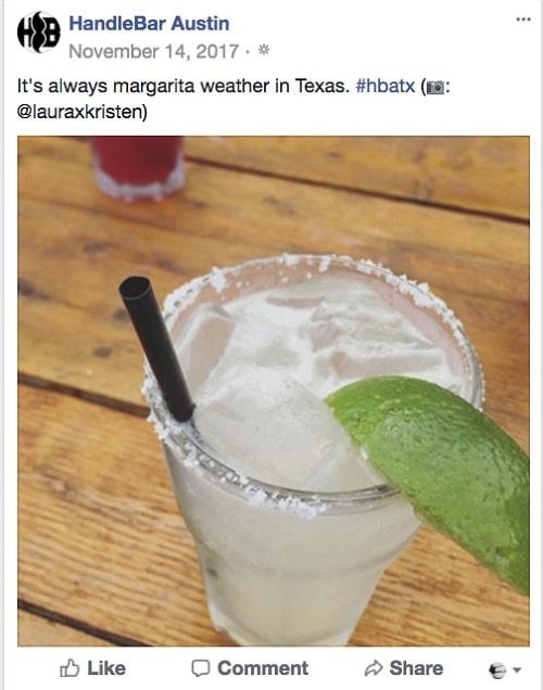 Restaurant Facebook Page HandleBar Austin