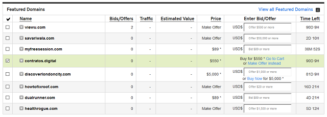 Screenshot Showing Domain Auction List Buy Now Option Highlighted