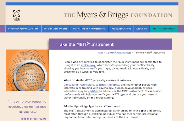 Self-Assessment Tools Myers-Briggs