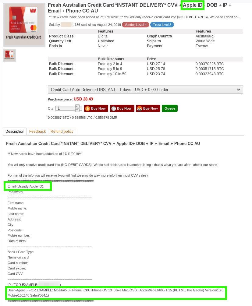 Stolen Credit Card Information