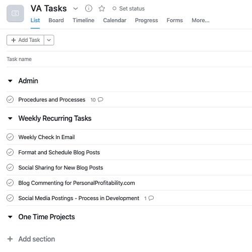 Task Management Software Asana List