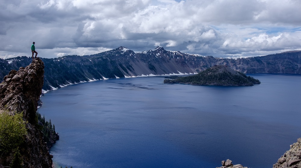 Man Overlooking Crater Lake