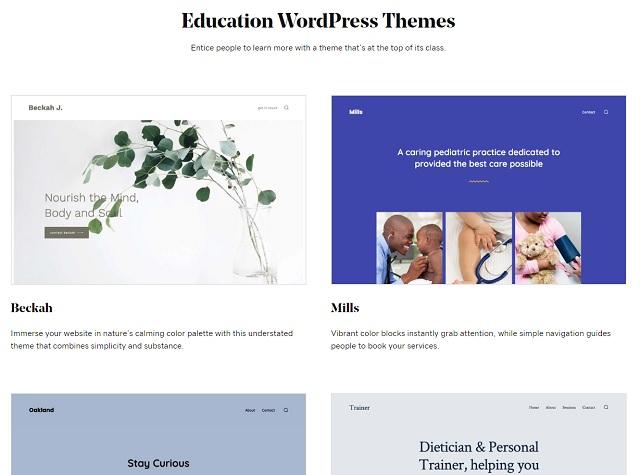 GoDaddy WordPress Educational Templates