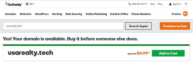 .tech Domain Search Example